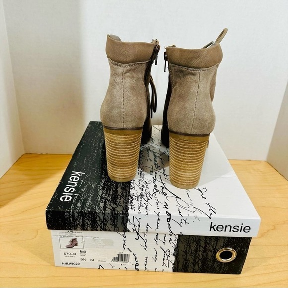 Kensie Women's Taupe Block Heel Lace Up Bootie w/ Plush Lining Size 9.5 NWT - Picture 4 of 6